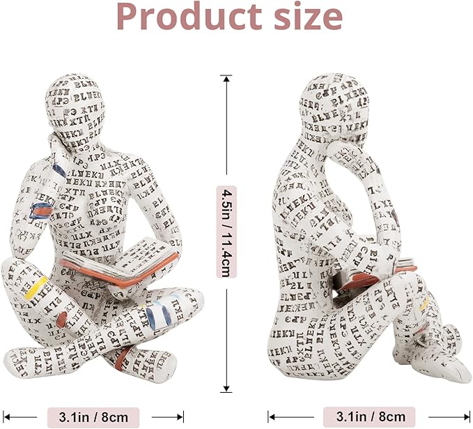 puthiac Home Decor Accents - Reading Woman Figurine Sculpture Thinker Statue - Modern Abstract Home Decor for Living Room, Office, Bedroom - Elegant and Aesthetic Decoration Statue 07