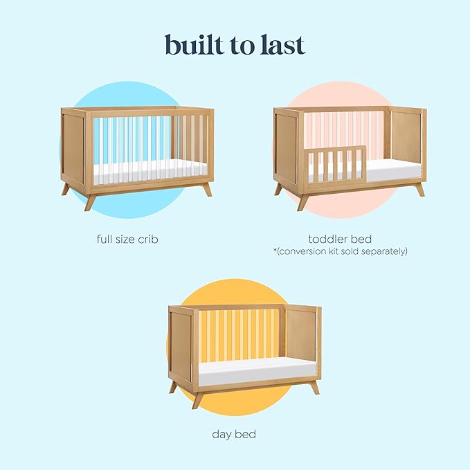 DaVinci Otto 3-in-1 Convertible Crib in Honey with Acrylic Slats, Greenguard Gold Certified