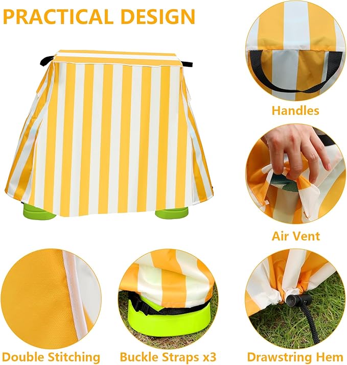 Kovshuiwe Kids Water Table Cover Fit Step2 Rain Showers Splash Pond Water Table, 420D Waterproof Dust Proof Anti-UV Outdoor Toys Cover,Yellow&White