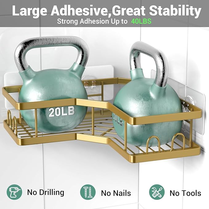 Corner Shower Caddy Bathroom Organizer Adhesive Shower Rack Bathtub Shelves - 3Pack No Drilling Shower Shelf - Stainless Steel Organizer