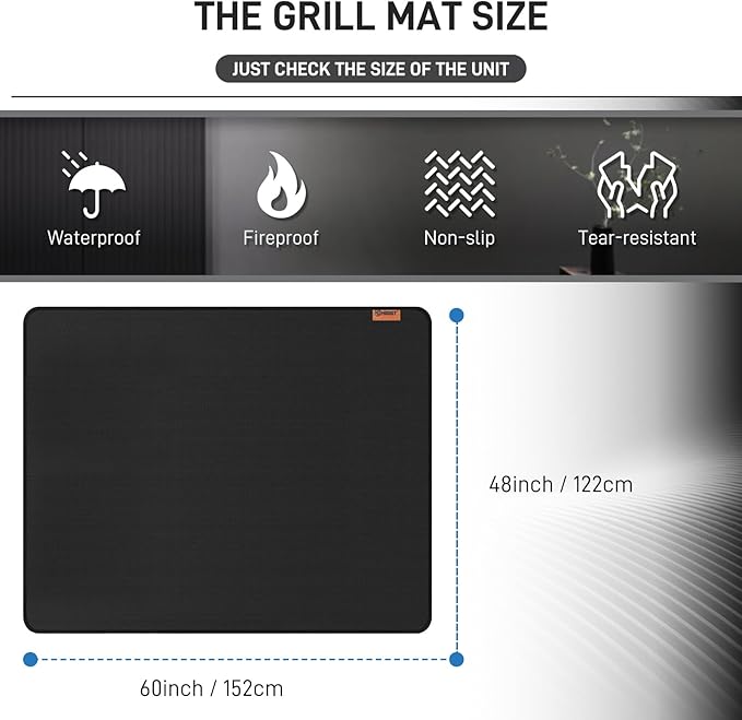 60"×48" Under Grill Mat for Outdoor Grill,Double-Side Fireproof & Heat-Resistant Outdoor Grill Mat,Protective Mat for Patio,Courtyard,Tabletop