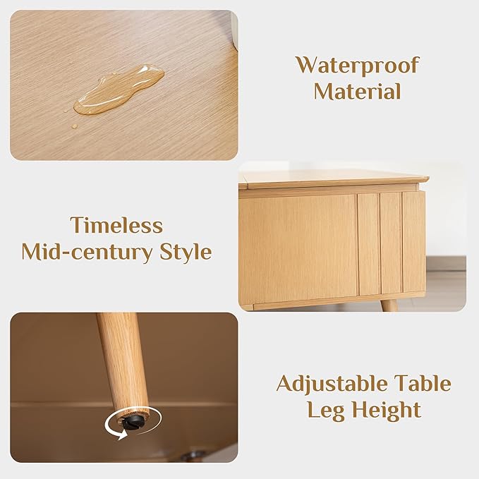 36.2" Lift Top Coffee Table with Storage, Large Square Coffee Tables with Hidden Compartment, Mid Century Modern Center Table for Home Office,Living Room,Oak