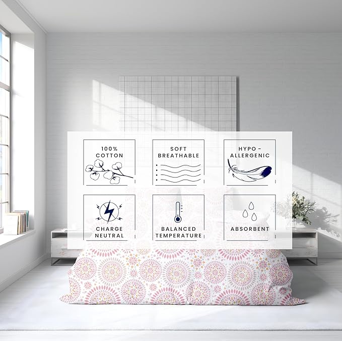 Kotton Culture 120"x98" 1 Pc Oversized King Duvet Cover Only 100% Egyptian Cotton - 600 TC Comforter Cover, Zipper Closure & Corner Ties - Fits Large King Inserts (Oversized King, Mandala)