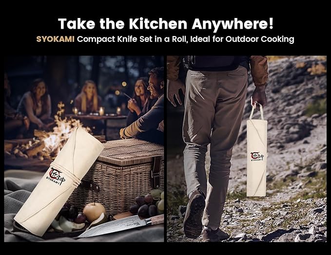 Chef Knife Set, 14pcs Japanese Kitchen Knife Set with Roll Bag, Pakkawood Handle, High Carbon Stainless Steel Professional Kitchen Knives for Camp Travel Outdoor Gift