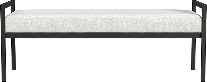 HomePop Modern Metal Bench|Bench for Living Room & Bedroom | Decorative Home Furniture - Cream Boucle