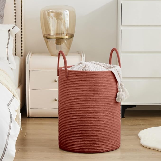 Laundry Hamper Basket, Woven 58L Tall Laundry Basket for Blanket Organizer- Clothes Hamper Baby Nursery Hamper for Blanket Storage in Bedroom