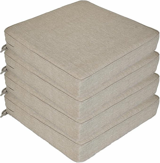 Outdoor Chair Cushions 19 x 19 Inch Set of 4 Water Resistant Seat Cushions with Ties, Outdoor Cushions for Patio Furniture with 3-Year Fade Resistant