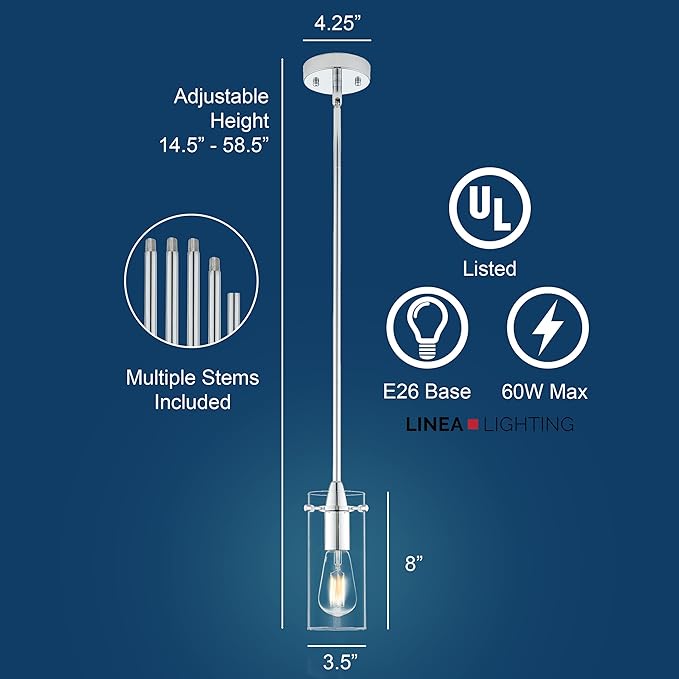 Chrome Pendant Lights Kitchen Island - Small Clear Glass Pendant Light Fixture