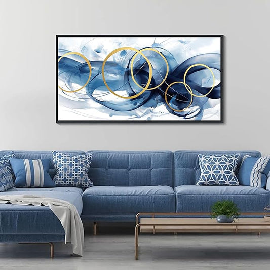 HKDGOKA Large Canvas Wall Art Decor Abstract Paintings for Living Room Framed Blue Bathroom Pictures Wall Decor 20x40 In Prefer Bedroom Farmhouse Dining Room Kitchen Restroom Gamer Room Decor