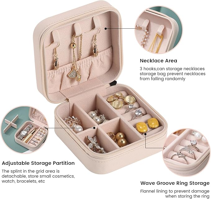 Personalized Jewelry Boxes for Women, Custom Travel Jewelry Case with Name and Birth Flower Month, Portable Jewelry Box Organizer for Mom Birthday Gifts (Pink Customizable)