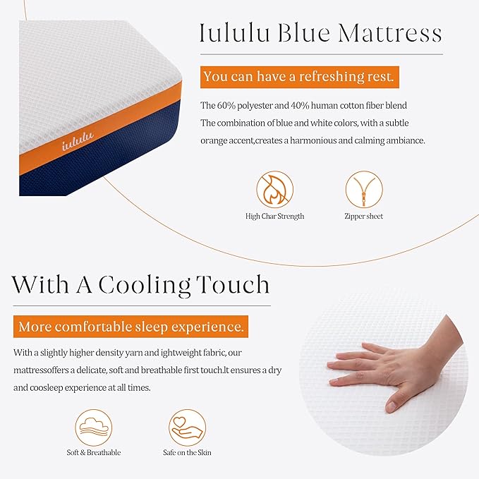 IULULU Queen Mattress, 10 Inch Memory Foam Mattress Queen in a Box - Cool Gel Bed Mattress Bamboo Charcoal Foam Queen Mattresses Pressure Relief Medium Firm