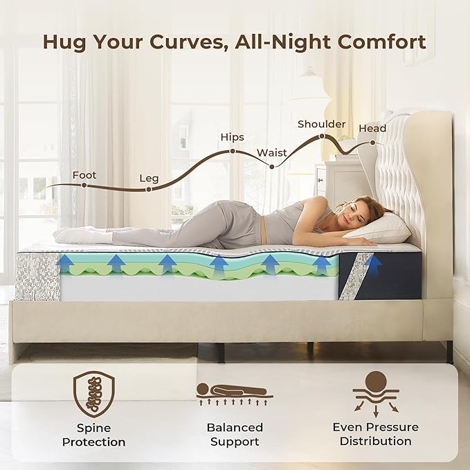 King Size Mattress, 12 Inch Gel Memory Foam King Mattress, for Pressure Relief & Spine Support, Diamond Pattern Design, Medium Feel, CertiPUR-US Certified