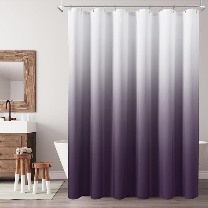 Naturoom Plum Shower Curtains for Bathroom,Ombre Cloth Fabric Shower Curtain Set with 12 Hooks Denim Blue Bathroom Decor 72 x 72