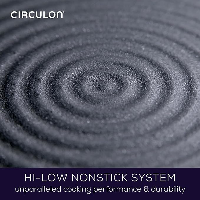 Circulon 82687 Espree Hard Anodized Nonstick Deep Frying Pan / Fry Pan / Skillet with Lid and Helper Handle - 12 Inch, Black