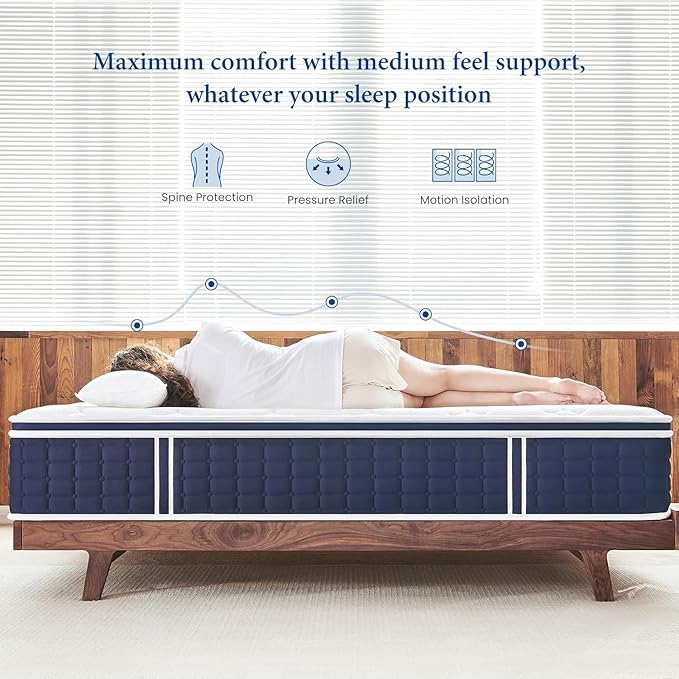 Twin Mattress 12 inch, Multi Layer Comfort Foam and Coil for Extra Back Support, Medium Firm Hotel Collection Hybrid Sleep System for Deep Relaxation, Breathable Bed Mattresses in a Box Twin Size