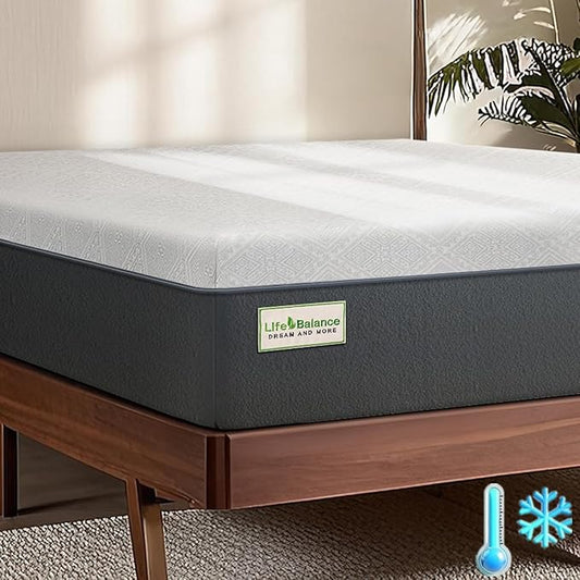 Life Balance Full Bed Mattress, 10 Inch Cooling-Gel Memory Foam Mattresses Made in USA, CertiPUR-US Certified Full Mattress in a Box, Medium Firm, Pressure Relief, Motion Isolation, CY-10-F