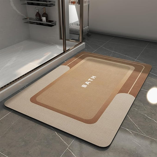 MontVoo-Bath Mat-Bathroom Mat Rug Non Slip Super Absorbent Stain Resistant Quick Dry Thin Bathroom Rug-Bath Mats for Bathroom Floor Bathtub Vanity-Bathmat Bath Rug Easy Care 17"x27" Brown