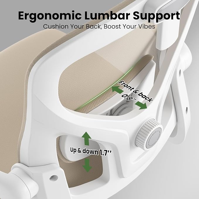 Soohow Ergonomic Office Chair,Home Office Desk Chair with Adjustable Lumbar Support Armrests,Comfy Computer Desk Chair with Headrest,for Home and Office, Khaki