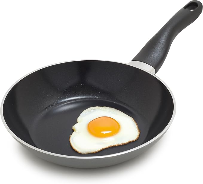 Deco 8” Nonstick Frying Pan Skillet, Made in Italy, Diamond Ceramic PFAS-Free, Dishwasher & Metal Utensil Safe, Durable Gloss Enamel Finish, Stay-Cool Handle, High Walls-Extra Room, Gray