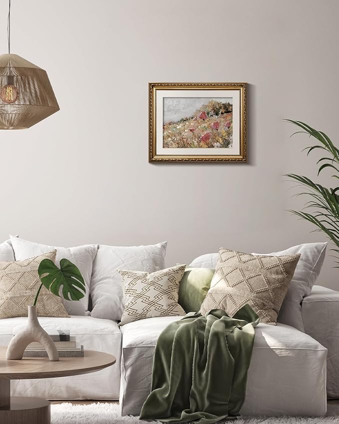 VIYYIEA Gold Framed Wall Art Canvas Print Home Decor Flower Art Vintage Botanical Print Rustic Farmhouse Wall Decor Mid Century Modern Art Coastal Print Floral Room Decor Wall Pictures Bedroom 13x16in