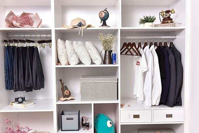 Quality Wooden Hangers - Slightly Curved Hanger 80 Pack Sets - Solid Wood Coat Hangers with Stylish Chrome Hooks - Heavy-Duty Clothes, Jacket, Shirt, Pants, Suit Hangers (Walnut - Gold Hook, 80)