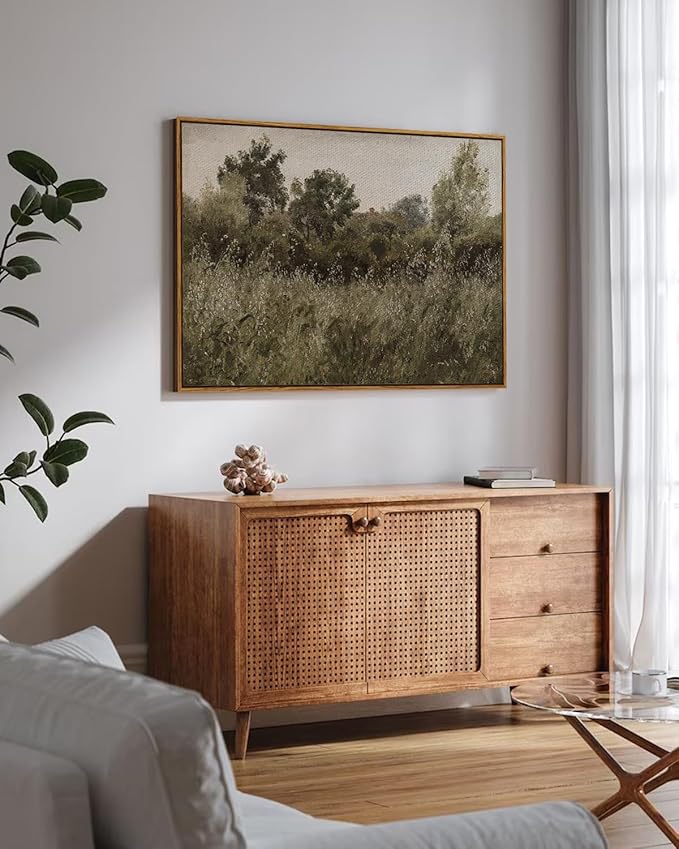 InSimSea Framed Canvas Wall Art, Countryside Field Modern Farmhouse Decor, Canvas Wall Art for Bedroom, French Country Decor, 24"x36"