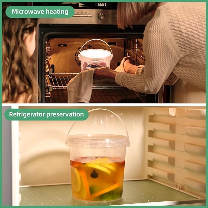 SHPii 48 oz Ice Cream Tub with Lid, Tamper Proof, BPA Free, Freezer and Microwave Safe Food Storage Container, Reusable Airtight Container, Leak Proof Tub for Snacks Deli Fruits, Drinks.(10 pack)