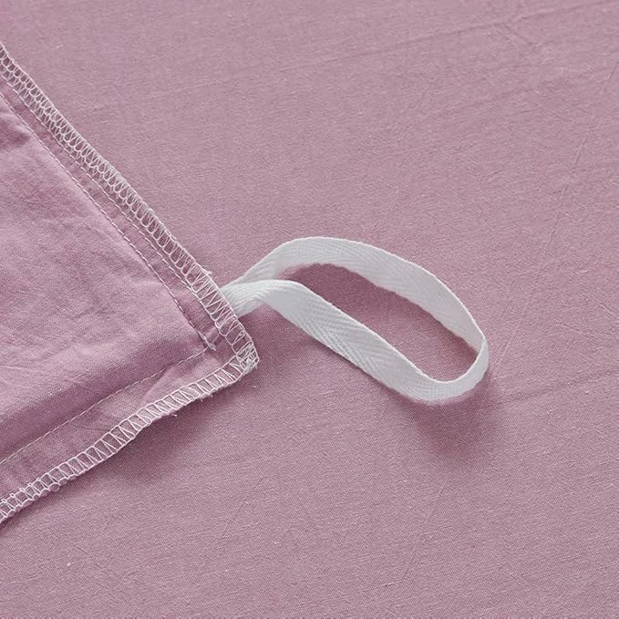 FACE TWO FACE Bedding Duvet Cover Set 3 Pieces 100% Washed Cotton Duvet Cover Linen Like Textured Breathable Durable Soft Comfy (King, Pink Purple.)