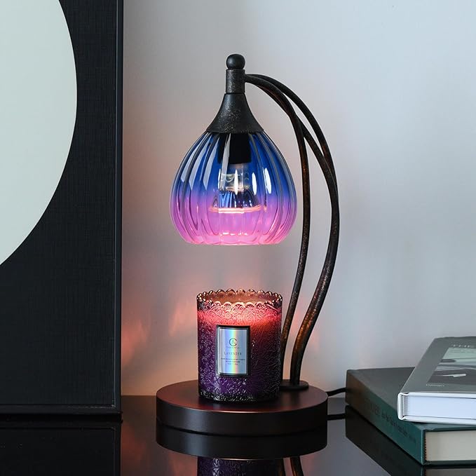 Candle Warmer Lamp with Timer Dimmer - Electric Candle Warmer Light Wax Warmer for Jar Candles - Candle Lamp Warmer Unique Gifts for Women Mom House Warming Gifts New Home Decor Blue Purple Gradient