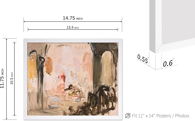 Poster Master Vintage Abstract Poster - Retro City Landscape Painting Print - City Art - Moody Art - Modern Farmhouse Art - Aesthetic Art - Great Living Room or Office Decor, 11x14 White Framed