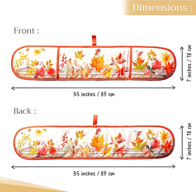 Maison d' Hermine Double Oven Mitt (7" x 35") 100% Cotton Heat Resistant BBQ Cooking Gloves with Loop for Thanksgiving Christmas Decorations Baking Cooking Barbeque Handling Hot Pan (Amarante)