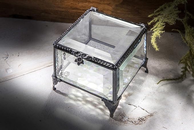 Personalized Engraved Jewelry Box Decorative Vanity Display Stained Glass Keepsake -J Devlin Box EB217-1 (Clear Beveled)