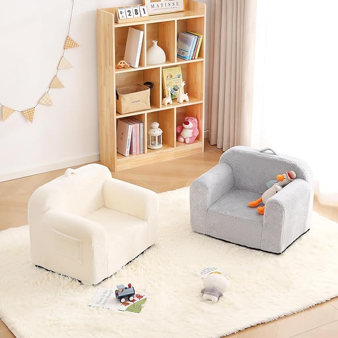 Toddler Chair Plush Kids Couch, Comfy Kids Sofa Toddler Lounger Chair for Bedroom, Convertible Toddler Couch for Girls and Boys, Reading Chair for Kids