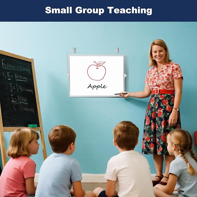 TSJ OFFICE Dry Erase White-Board - 12 X 16 Inches Portable Small Magnetic White Board with Hooks for Wall, Mini Desktop Whiteboard 360 Degrees Revolving Double Sided Stand for Office, Home, School