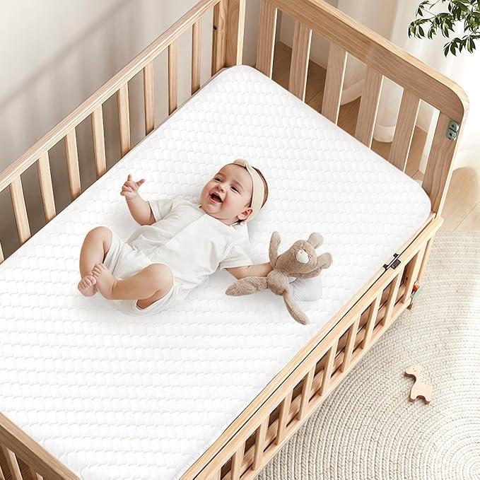 Crib Mattress, Dual-Sided Breathable Baby and Toddler Memory Foam Mattress with Removable and Washable Cover, 100% Knitted Fabric, Fits Standard Cribs and Toddler Beds, 52" x 28" x 5"