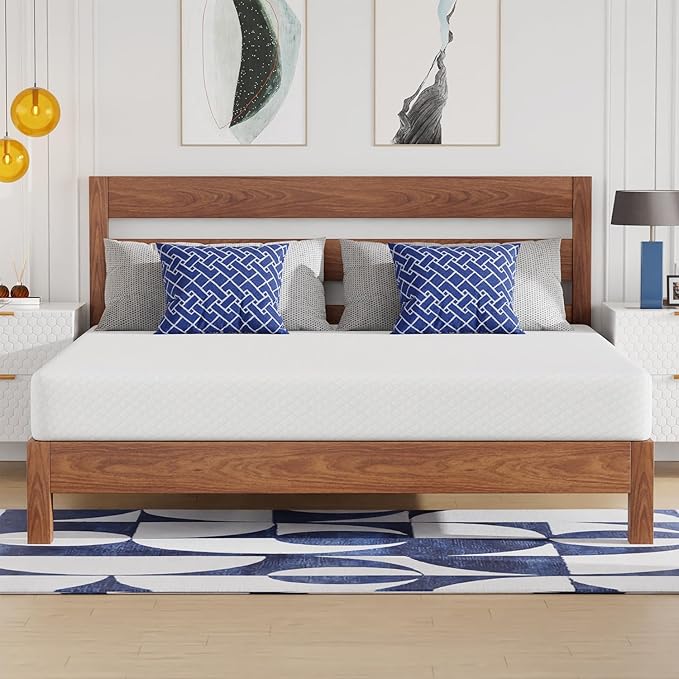 PayLessHere 8 Inch Gel Memory Foam Mattress Medium Firm Mattresses CertiPUR-US Certified Bed-in-a-Box Pressure Relieving California King Size,Fiberglass Free，White