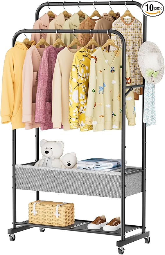 SINGAYE Clothes Garment Coat Rack Drying Clothing Racks Metal Freestanding for Hanging Clothes Portable Closet for Laundry Bedroom Black