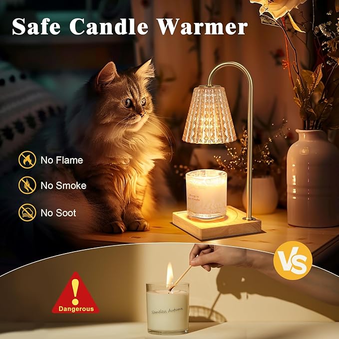 Hong-in Candle Warmer Lamp with Timer-Dimmable Candle Warmer, Birthday Gifts for Women,House Warming Gifts New Home Bedroom Decor,Wax Warmer for Scented Wax Jar Candles