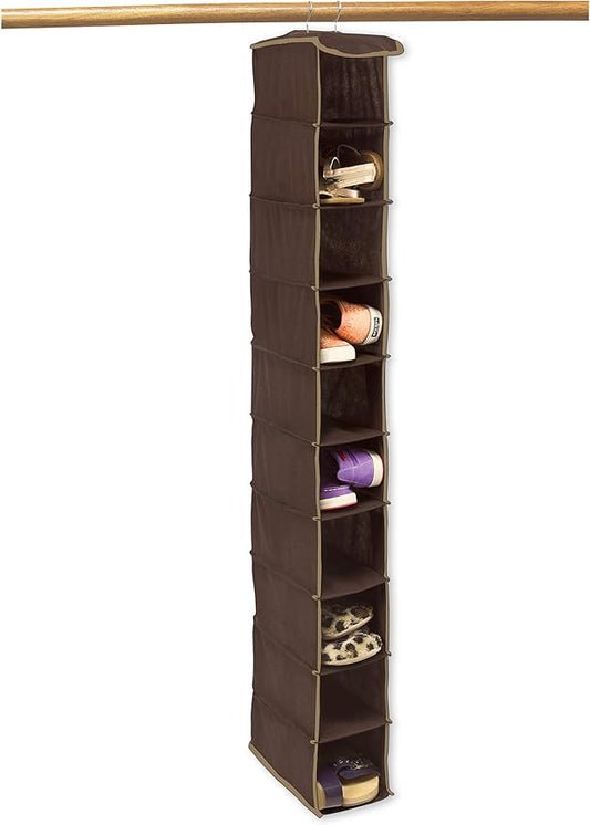 Simple Houseware 10 Shelves Hanging Shoes Organizer Holder for Closet, Brown