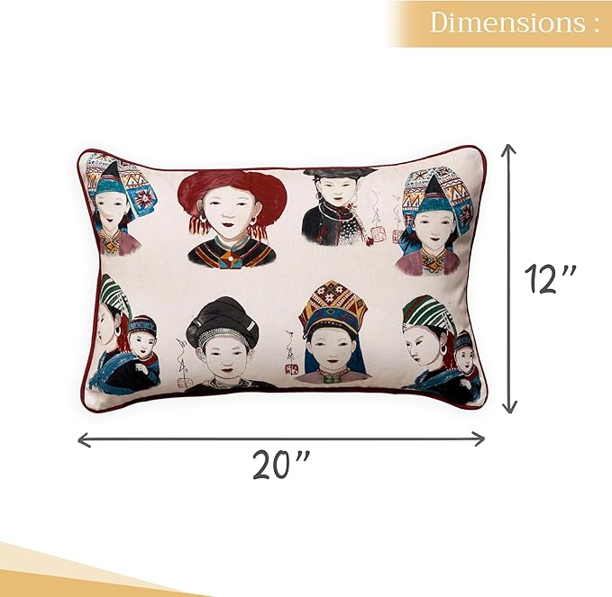 Maison d' Hermine Decorative Pillow Covers 12x20 Inch Rectangle 100% Cotton Throw Pillow Covers with Invisible Zipper Cushion Case for Living Room Couch, Chair, Sofas, Bedroom, Home (Pupeo People)