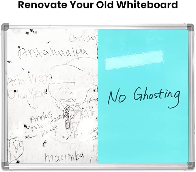 T&W SAME FILM White Board Dry Erase-Colorful Whiteboard Wall Sticker Roll 17.3''X78.7''-Self Adhesive Dry Erase Paper for Desk/Glass/Fridge/Office/Door/Classroom/Kids/Adults-3 Markers-Blue