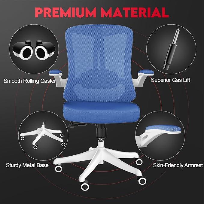 Ergonomic Office Chair - Comfy Desk Chairs with Wheels and Arms, 400LB Heavy Duty Mesh Computer Chairs with Comfortable Lumbar Back Support for Home Office, Bedroom, Study and College Dorm