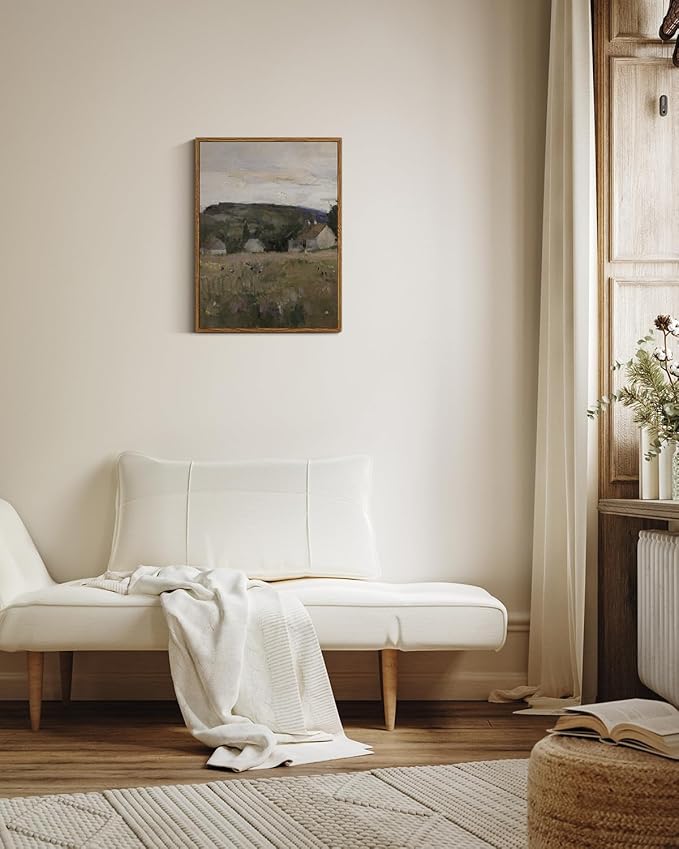 InSimSea Framed Wall Art for Living Room Vintage Landscape Wall Art Prints Canvas Art Wall Decor Abstract Serene Countryside Scene Wall Prints Mid Century Modern Decor for Bedroom Office 12x16in