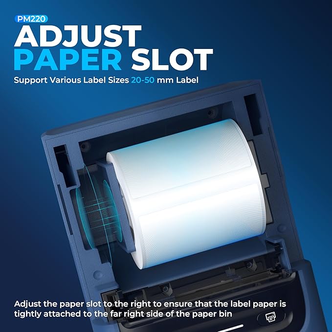 Nelko PM220 Bluetooth Label Maker Machine With Tape, 2 Inch Portable Thermal Printer for Small Business, Logo, Clothing, Sticker for Phones & PC, With 3 Labels, Deep Blue