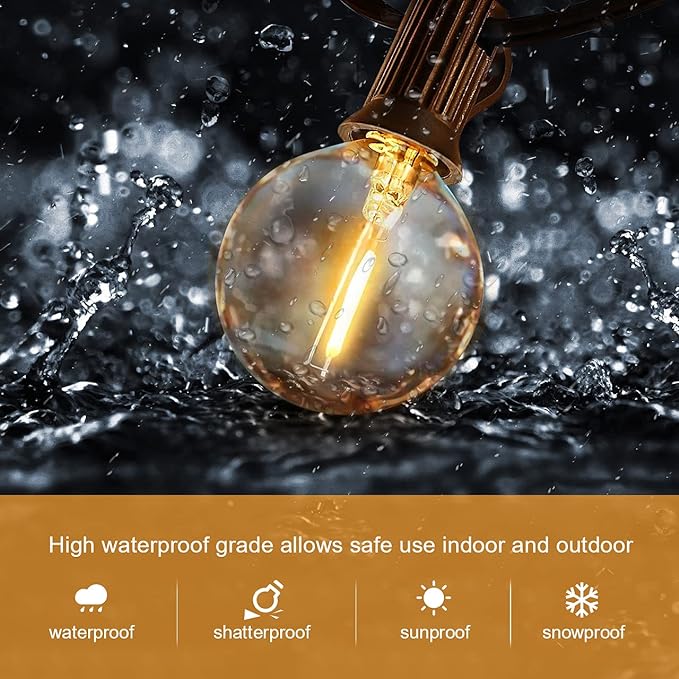 HISTAR LED 30FT Outdoor String Lights with Remote Waterproof Patio Lights 27 Dimmable G40 Bulbs, Outdoor Globe String Lights Decorative Backyard Bistro Garden Balcony Cafe Lights