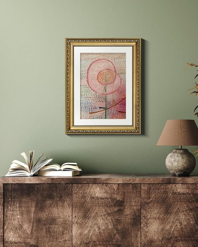 VIYYIEA Gold Framed Wall Art Canvas Print Home Decor Abstract Flower Wall Decor Vintage Aesthtic Pink Art Multicolor Painting Pictures Energetic Room Decorations for Bathroom Bedroom 11x14in