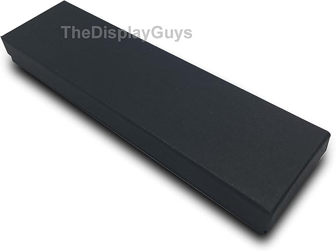 TheDisplayGuys - 100-Pack #82 Cotton Filled Cardboard Paper Jewelry Boxes Gift Case - Matte Black (8.0" x 2.0" x 1.0") - for Shipping or Storage