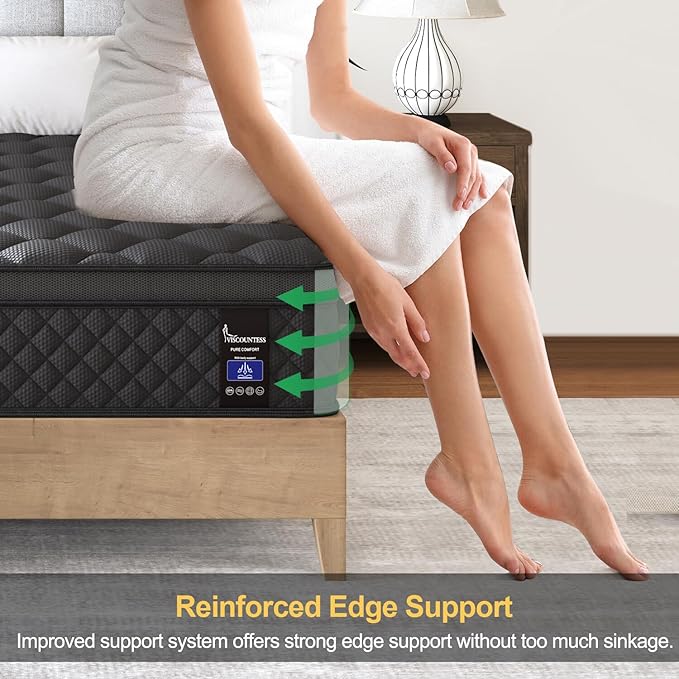 King Mattress, 10 Inch Hybrid Mattresses Medium Firm for Back & Lumbar Support, 100 Night Trial, Individual Pocket Spring Mattresses for Motion Isolation & Pressure Relief