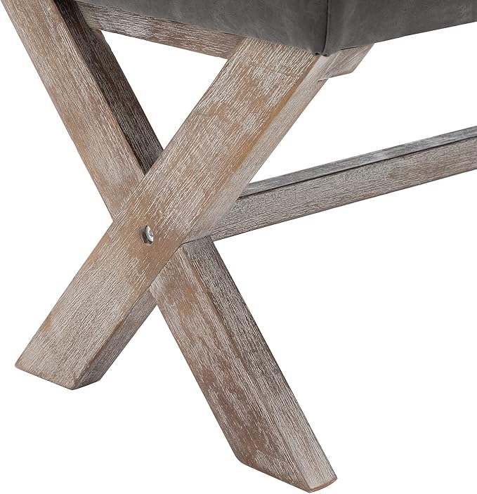 chairus PU Leather Upholstered Entryway Bench, 36 inch Bedroom Bench Seat with X-Shaped Wood Legs for Living Room, Foyer or Hallway - Gray