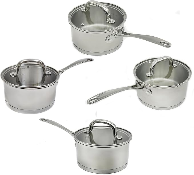 Stainless Steel Saucepans Impact Bonded Right Angles SS Saucepan 3.3QT 20cm